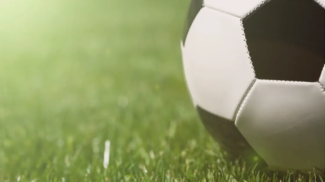Pallone da calcio sull'erba del campo